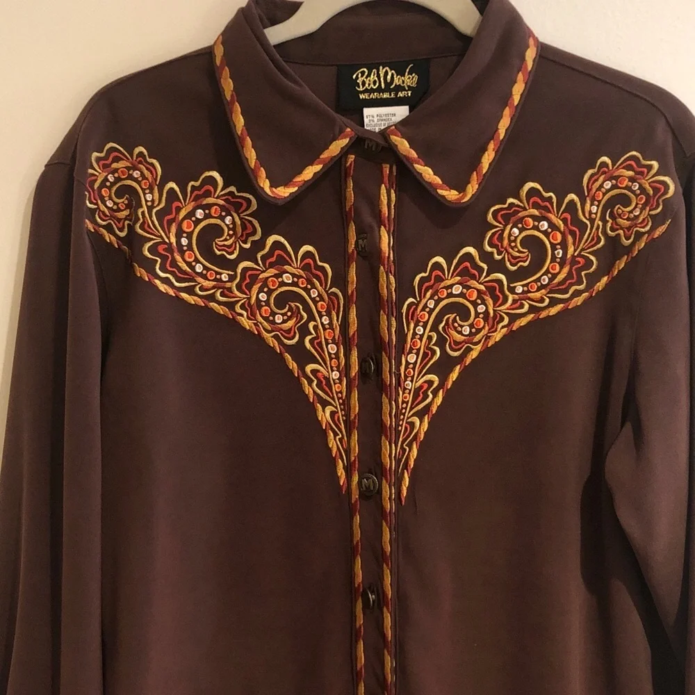 Bob Mackie Wearable Art – Vintage Western Cowgirl Embroidered Shirt/Topper - Picture 3 of 10